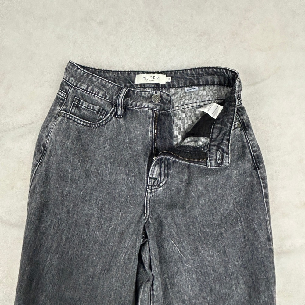 Hidden Los Angeles Jeans Womens 25‎ Washed Black Wide Leg Raw Hem Soft Cotton - Picture 5 of 16